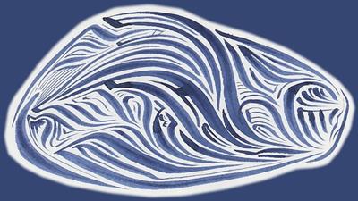 Rich Abstract Line Art in Dark Blue