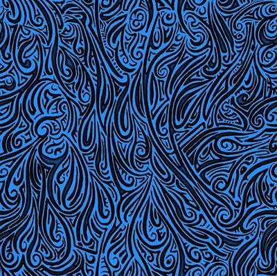 Swirling Abstract Line Art in Black on Light Blue