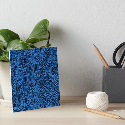 Swirling Abstract Line Art in Black on Light Blue
