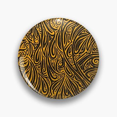 Swirling Abstract Line Art in Black on Orange