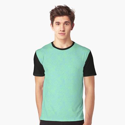 Swirling Abstract Line Art in Light Blue on Green
